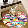 Colorful Animal Characters Chair Mat Round Rug-Office Carpet, Machine Washable, Non-slip, Suitable for Living Rooms, Bedrooms