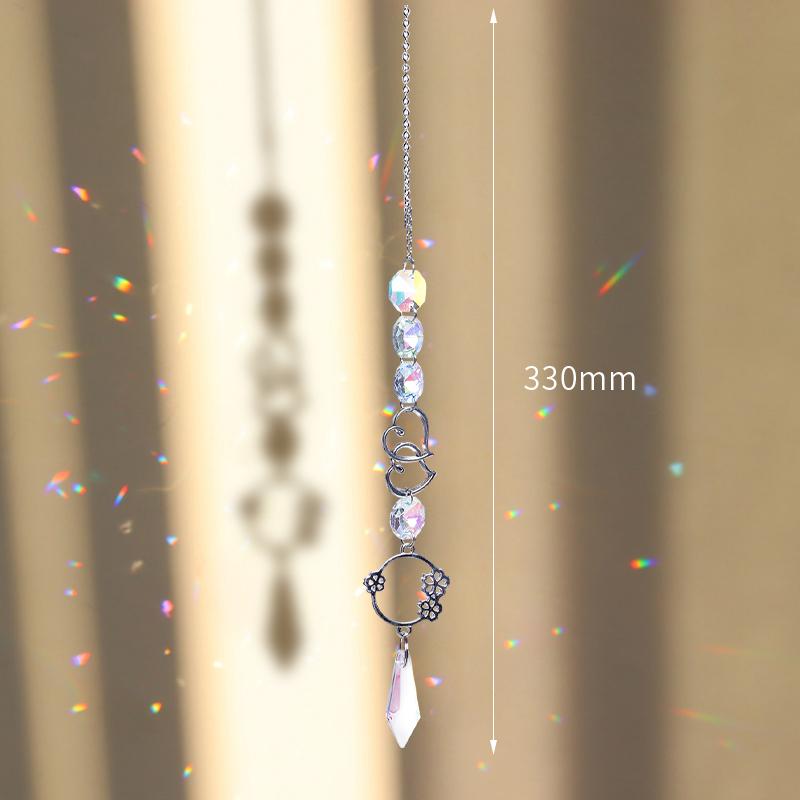 Hanging Crystal Wind Chimes Sun Catcher Fairy Butterflies Stained Glass Sun Catcher Window Drop Bell for Room Garden Decor