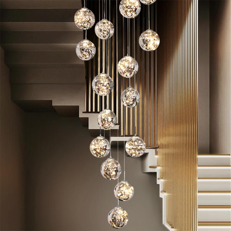 Modern Chandelier Living Room Villa Dining Room Kitchen Chandelier Crystal Ball Stair Ceiling Light