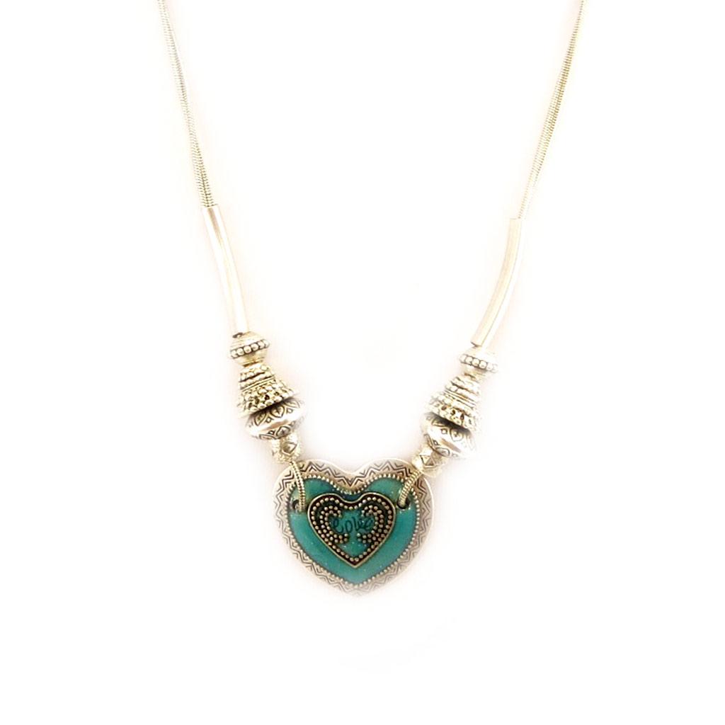 Les Trésors De Lily [E5754] - Designer Necklace 'Memories of the Past' Turquoise