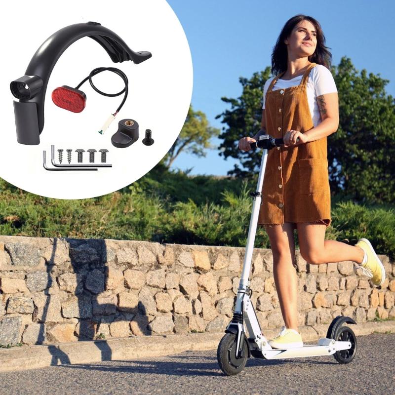 Waterproof Scooter Rear Tire Wheel Mudguard Widened Mud Guard Tail Light for Electric Scooter Parts Easy to Install
