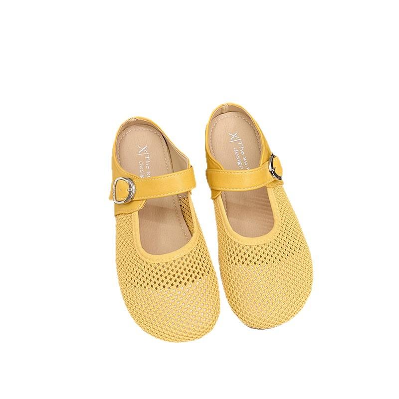 Slippers 2025 women's summer outer wear bag head new casual hollow breathable mesh flat bottom small fragrant wind lazy cool slippers