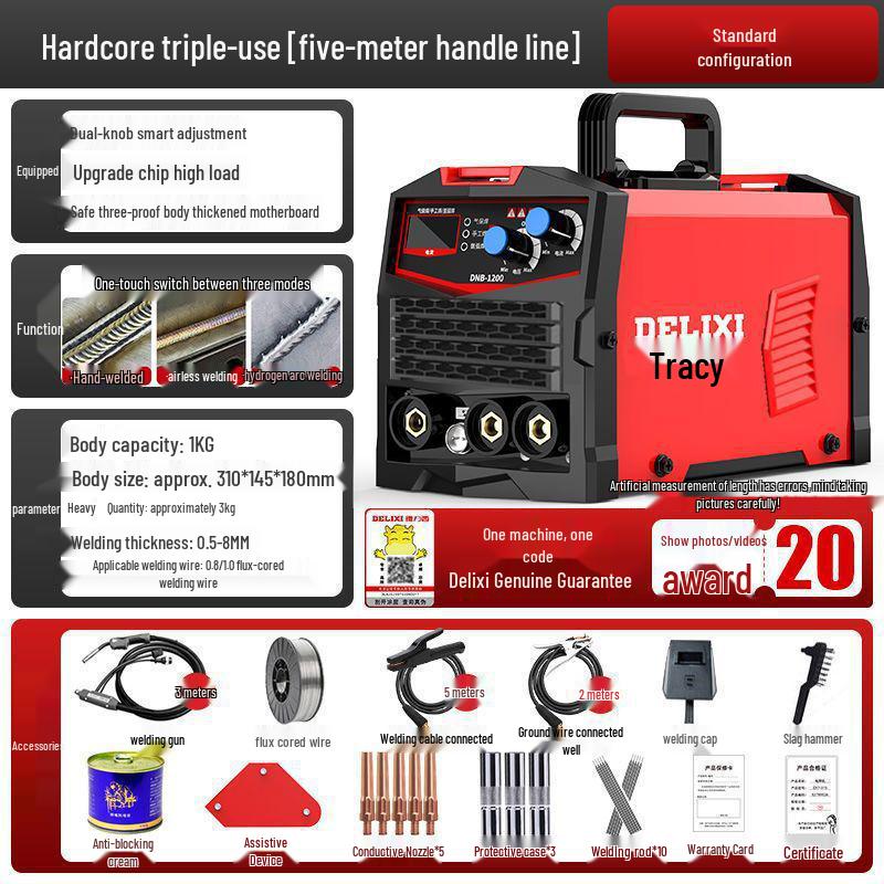 Delixi Multifunctional Gasless MIG & TIG Welder - Industrial-Grade for Household Use