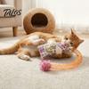 Funny Candy Shaped Cat Toys Mesh Tube Toy, Crinkle Plush Pouch with Tinsel Pom Pom, Quiet for Night Play Interactive Stretchable Toy Indoor
