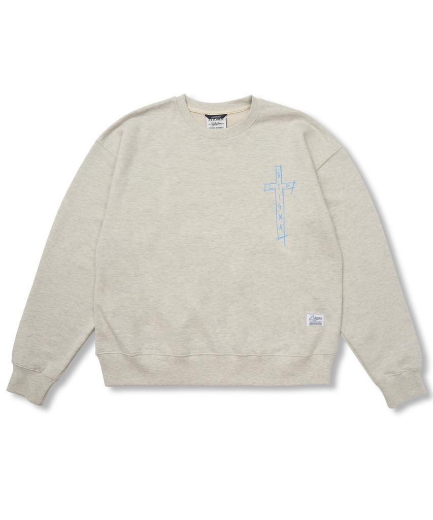 STIGMA Jesus Oversized Crewneck Oatmeal Melange