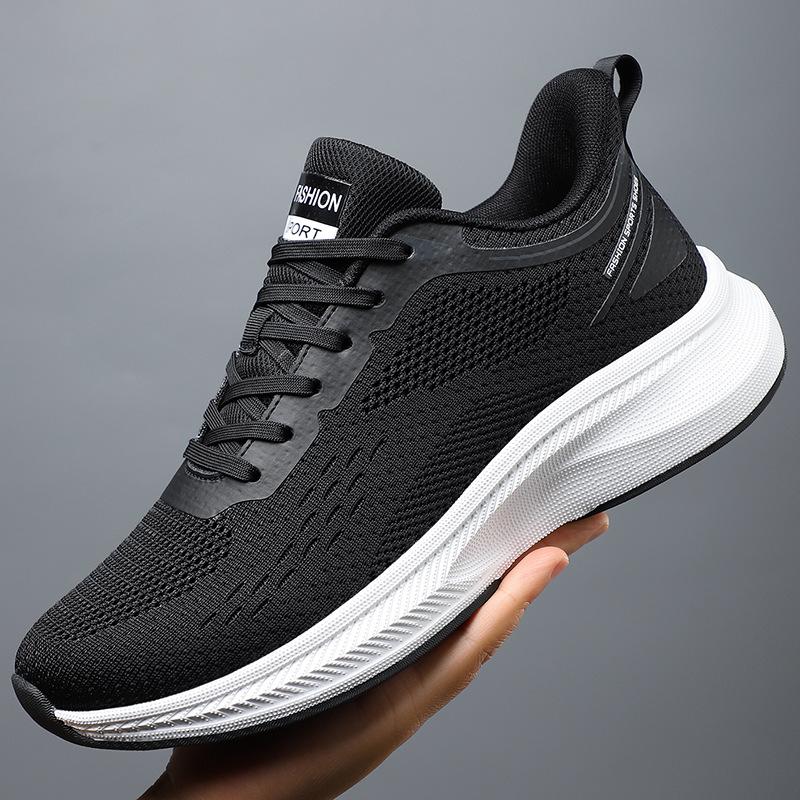 Flying woven sports shoes men's hollow breathable casual shoes versatile shock-absorbing running shoes men's mesh shoes