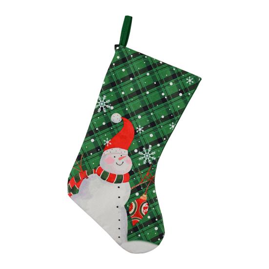 Christmas Stocking 18" Large Fireplace Hanging Socks with Santa Snowman Pattern Xmas Candy Bags for Holiday Wall Tree Decor