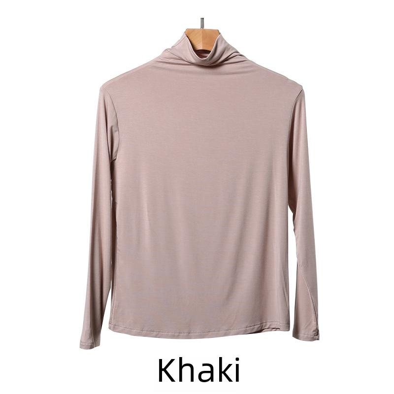 Women's Black Half-High Collar Long-Sleeve Shirt - Korean Style, 2025 Spring/Autumn