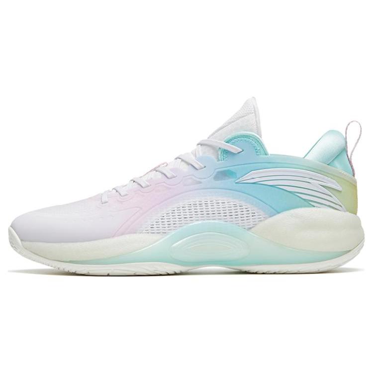 New Anta Cement Bubble 3 Anti Slip Wear Resistant Low Top Basketball Shoes Men's White Pink Blue 112321604-4