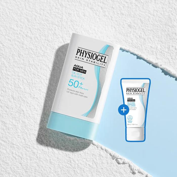 PHYSIOGEL Aqua For Men Oil Cut Sun Stick (+ Hydrating Gel Lotion 30 ml)