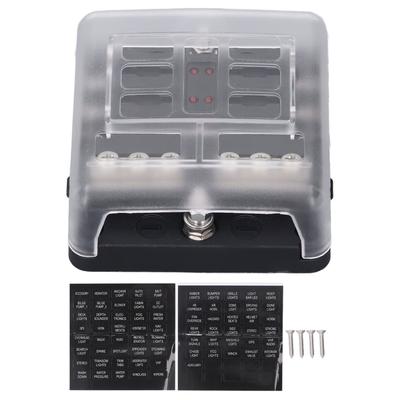 6 Way Fuse Box Red LED Indicator Water Proof Cover Maximum DC32V Fuse Holder for Car Boat Truck