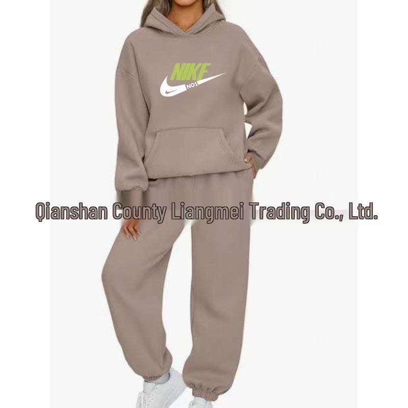Unisex Solid Color Hooded Sweatshirt Set - Casual Spring/Autumn Two-Piece Tracksuit 2025