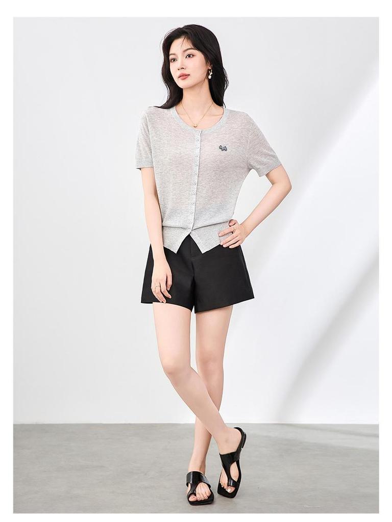 Women's Slimming Silk Wool Shorts Suit - High-Quality, Flattering Fit