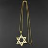 Israel Hexagram Je Magen David Edelstahl Anhänger Halskette für Damen Herren Davidstern Strasssteine Kette Schmuck