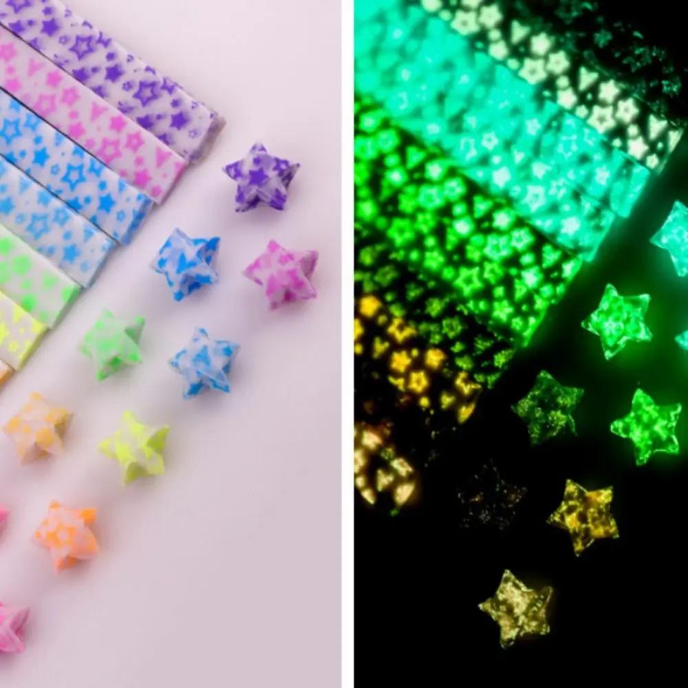 210 Sheets Creative Star Origami Paper Colorful Lucky Decorative Paper Strips Luminous Glitter Stars Craft Paper For Diy Arts