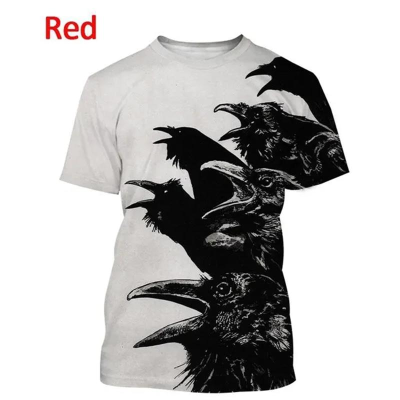 

New Crow Short-sleeve T-shirts Men s Casual Fashion Animal Printed 4XL