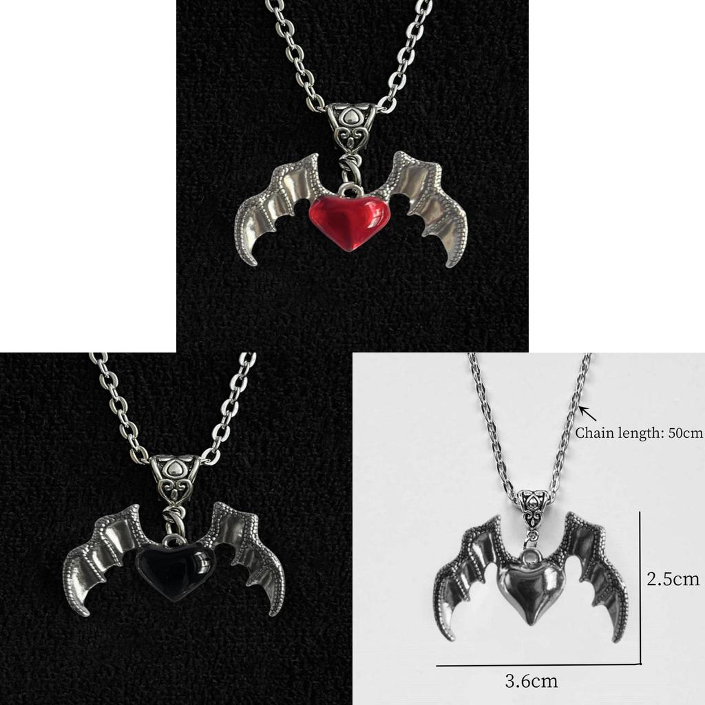 Gothic Punk Heart Shape Pendant With Alloy Drop Oil Necklace For Women