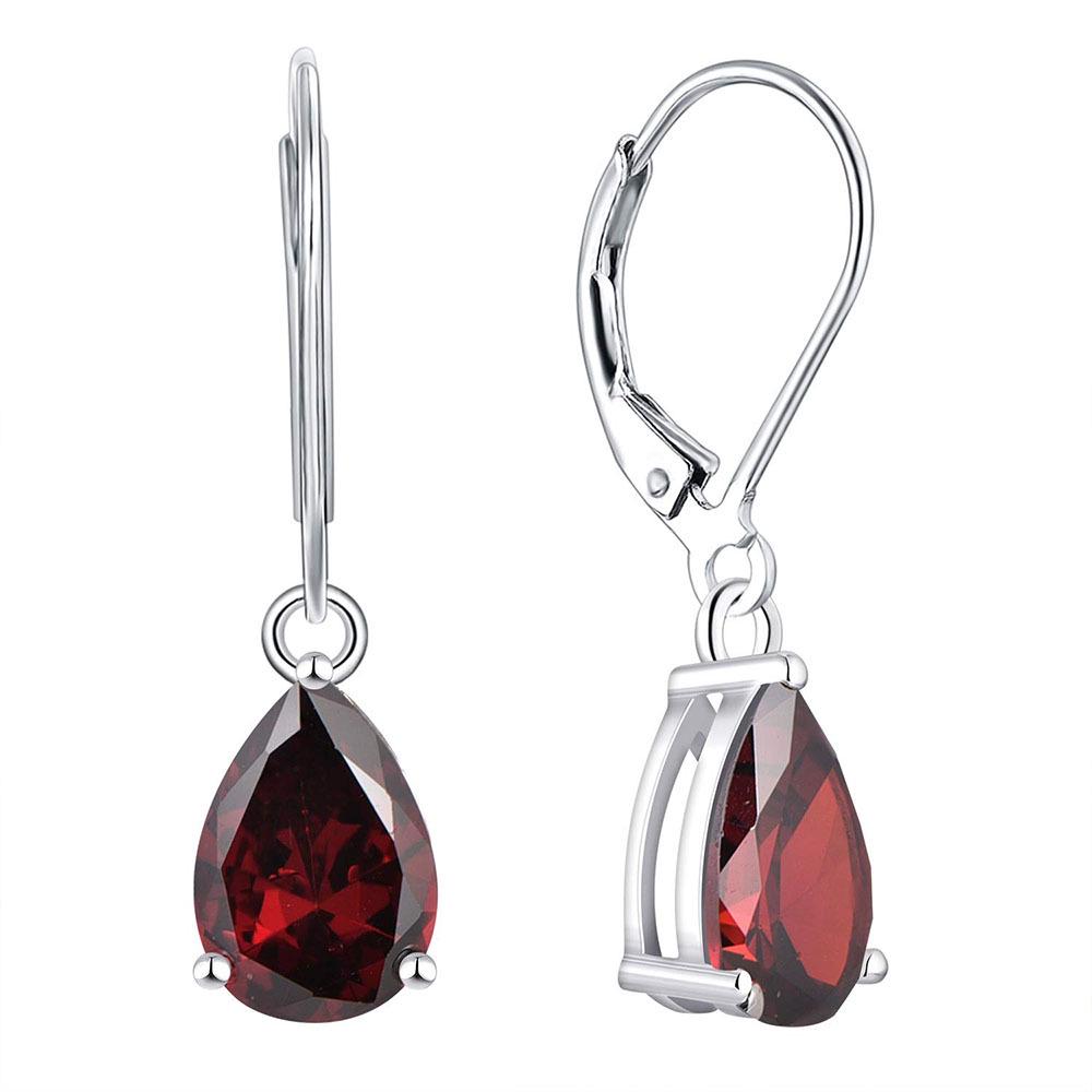 Copper Inlaid Zircon Teardrop Earrings, 925 Sterling Silver, European American Fashion, Women's Gift