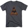 Def Leppard Distressed Logo T-shirt Mens Licensed Rock Band Tee Charcoal