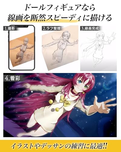 CHALAN Drawing Mannequin, 30-Jointed Articulated Figure with Stand [Recommended by Professional Manga Artists] Full Body Doll, Human Anatomy Model, Ma