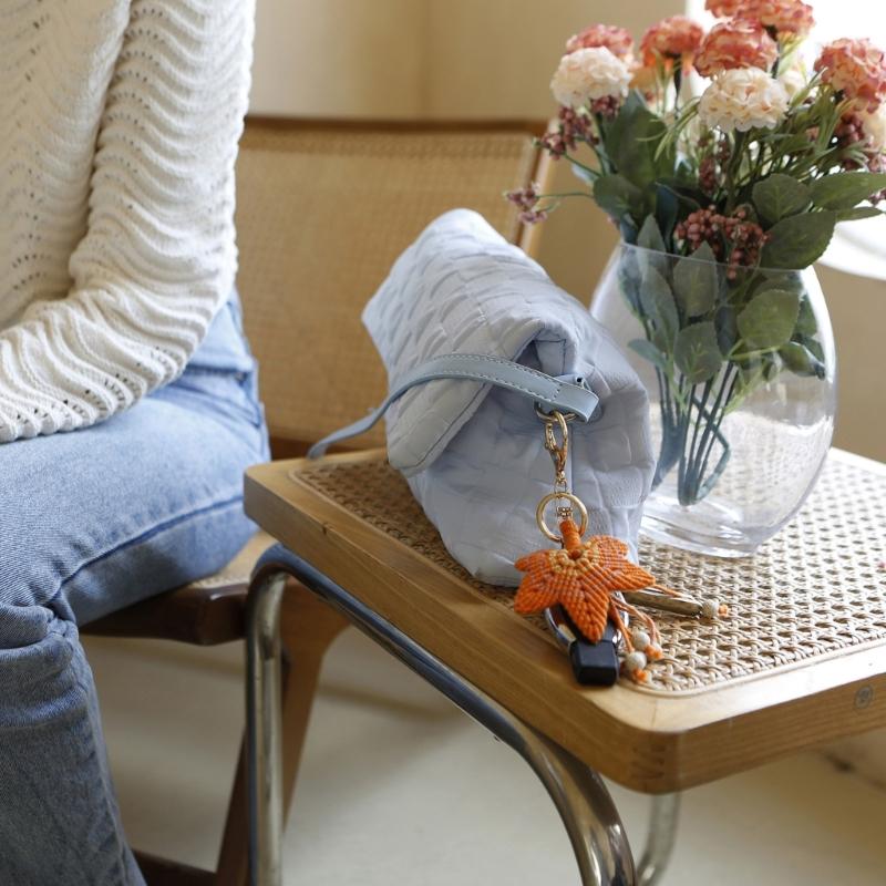 Woven Maple Leaf Sweater Chain Handmade Long Rope Necklace Tassels Keychain Bag Charm Pendant Thanksgiving Necklace