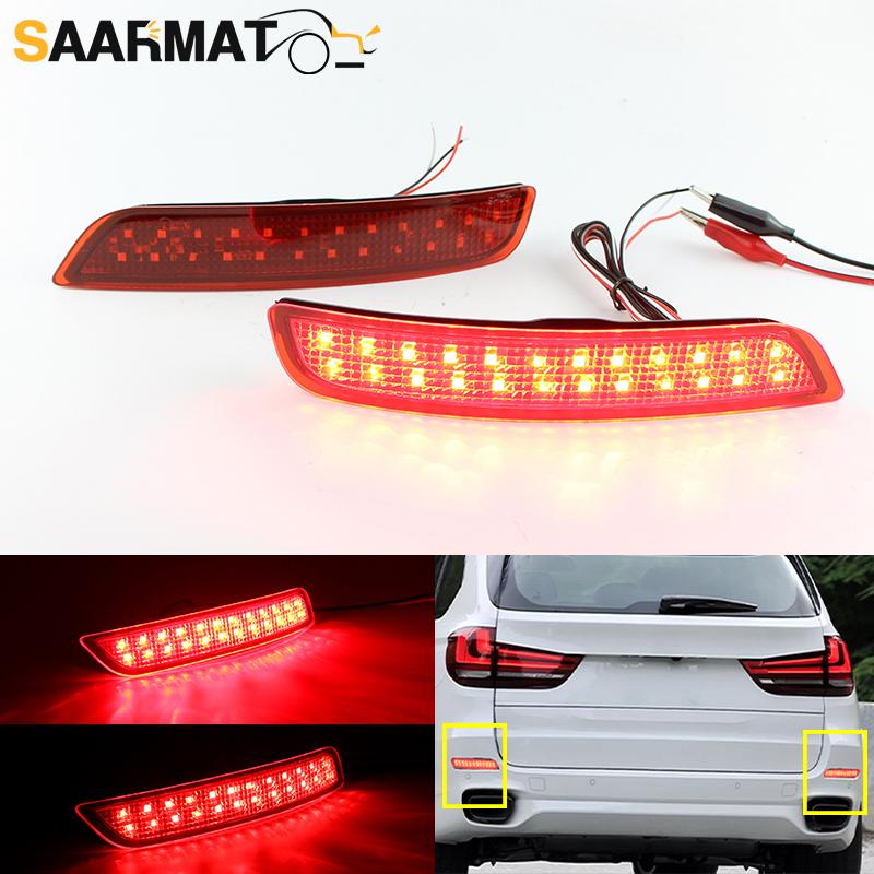 

2Pcs For BMW X5 F15 14-18 LED Smoke Lens rear Bumper Reflector Light Fog/Running Signal Lamp Lamp OEM#6314784759 Car Accessories