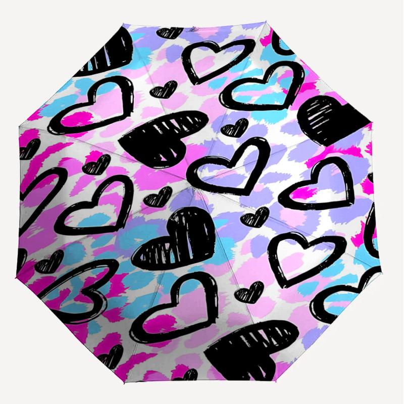 1PC Heart Umbrella-8-Rib Reinforced, Automatic Open, Lightweight & Durable, Fashion Accessory for Outdoor, J0371