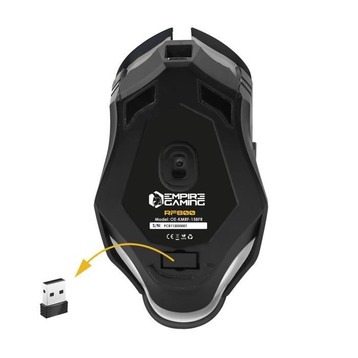 Pack 3 en 1 - EMPIRE GAMING - Armor RF800 - Clavier Souris sans Fil RGB - Tapis Antidérapant - 2.4 GHz