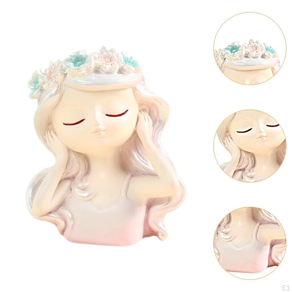 Fairy Head Plant Pot Decorative Vase Creative Decor Cartoon Resin Ornament Girl Face Flower Planter