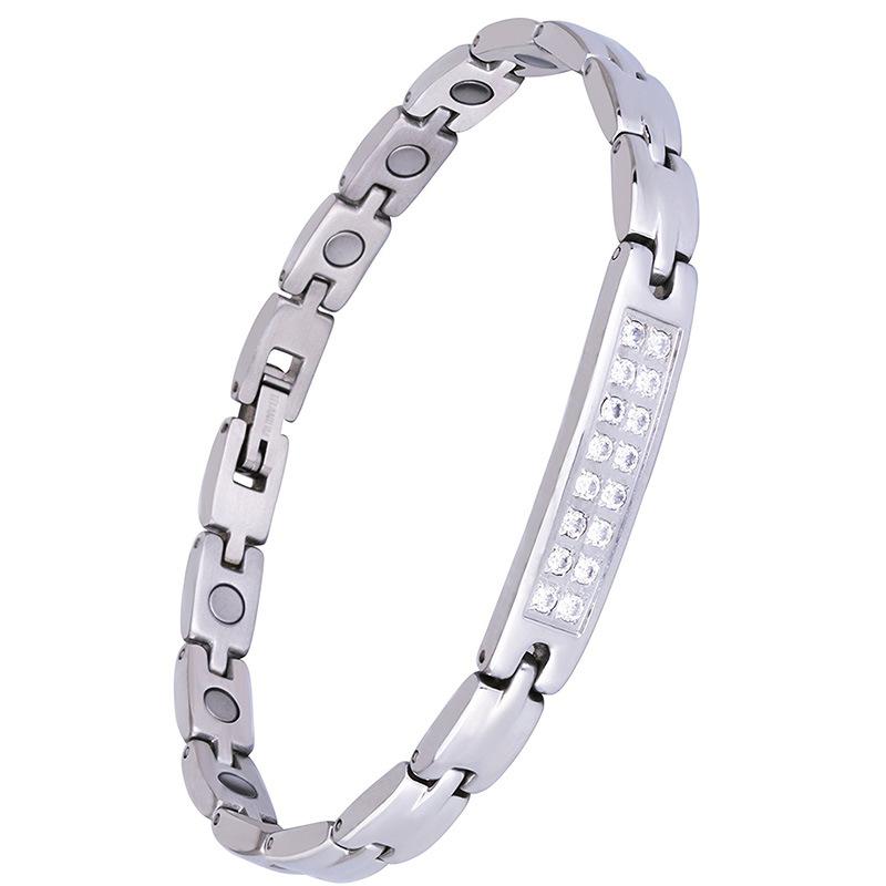 

Браслет из нержавеющей стали, инкрустированный черным галлбладитом, браслет из титановой стали