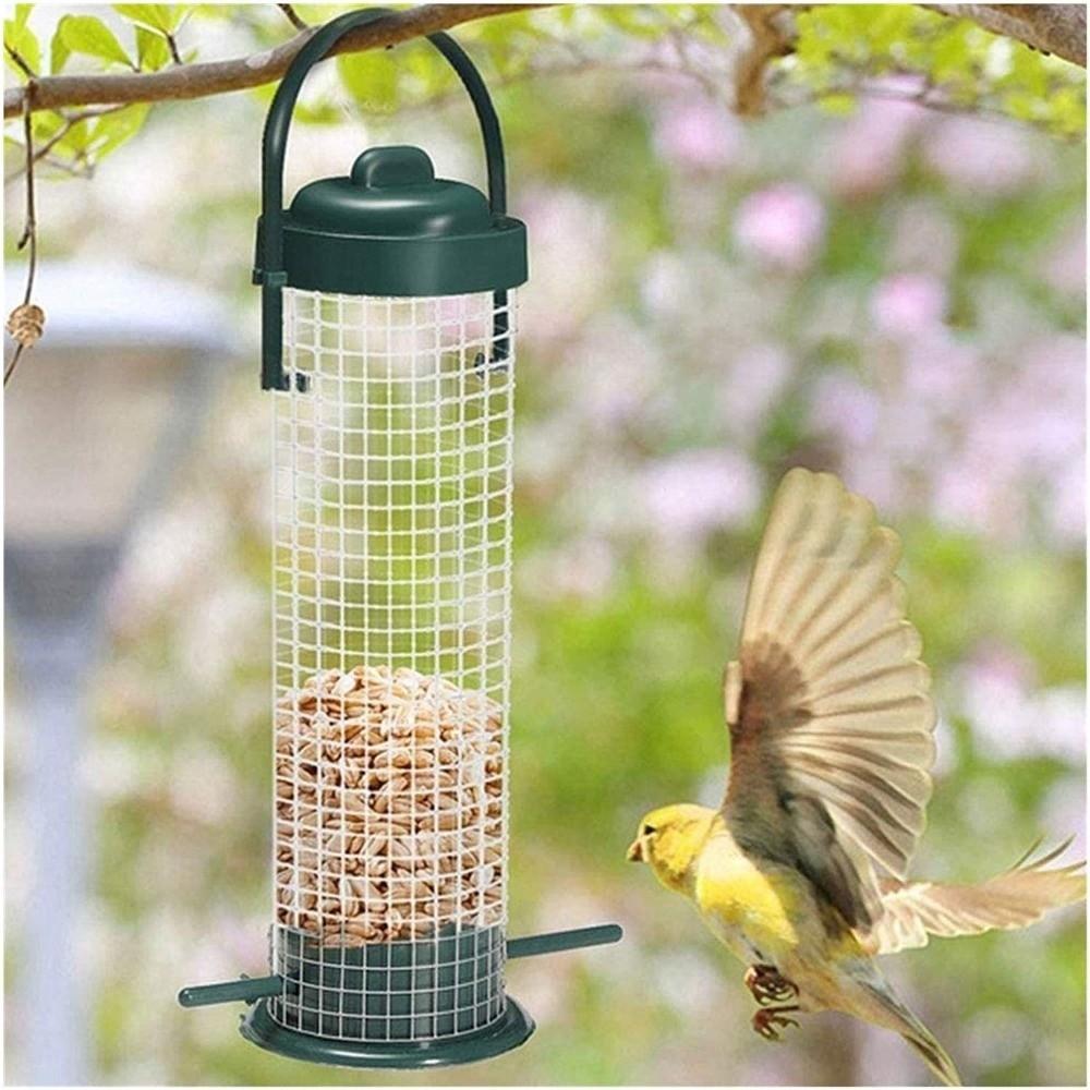 3pcs/set Large Capacity Hanging Bird Feeder Metal Mesh Bird Feeding Station Tube Feeder  Outdoor