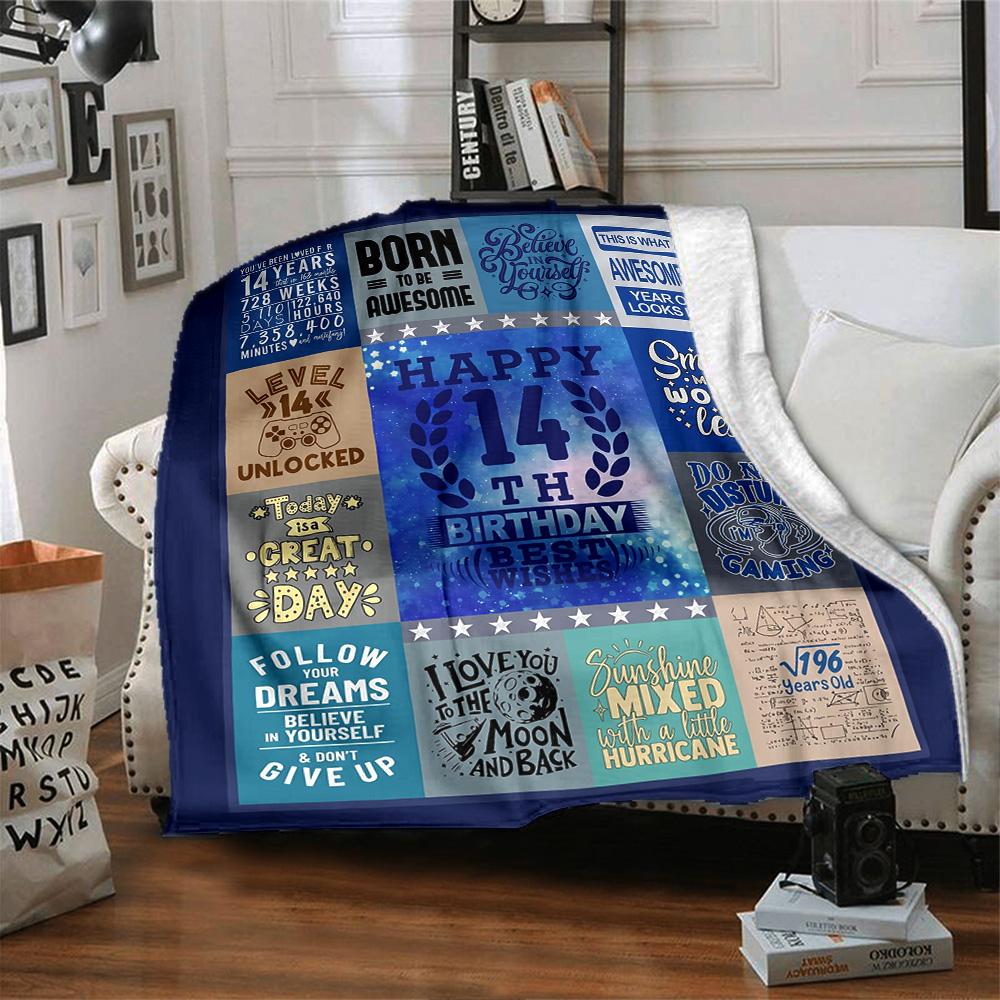 14Th Birthday Celebration Multi-purpose Blanket Comfortable Ure Versatile Picnics Four Seasons Universal Warmthful Decor and Friends Y8