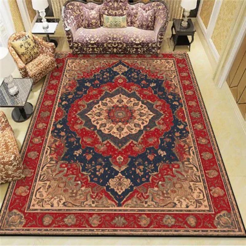 American Retro Carpet for Living Room Decoration Boho Bedside Rugs for Bedroom Large Area Washable Lounge Floor Mat Non-Slip