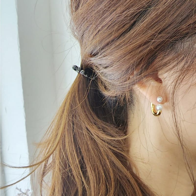 RACOHA Daily two-way silver pearl ring earring