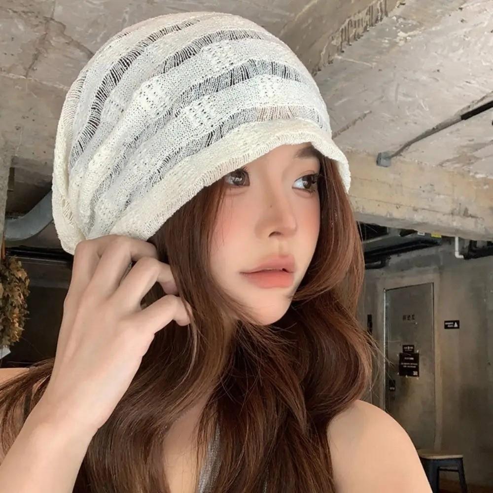 Thin Knitted Hat Hollow Design Sunscreen Cap Fashion Beanies Hat Spring Summer