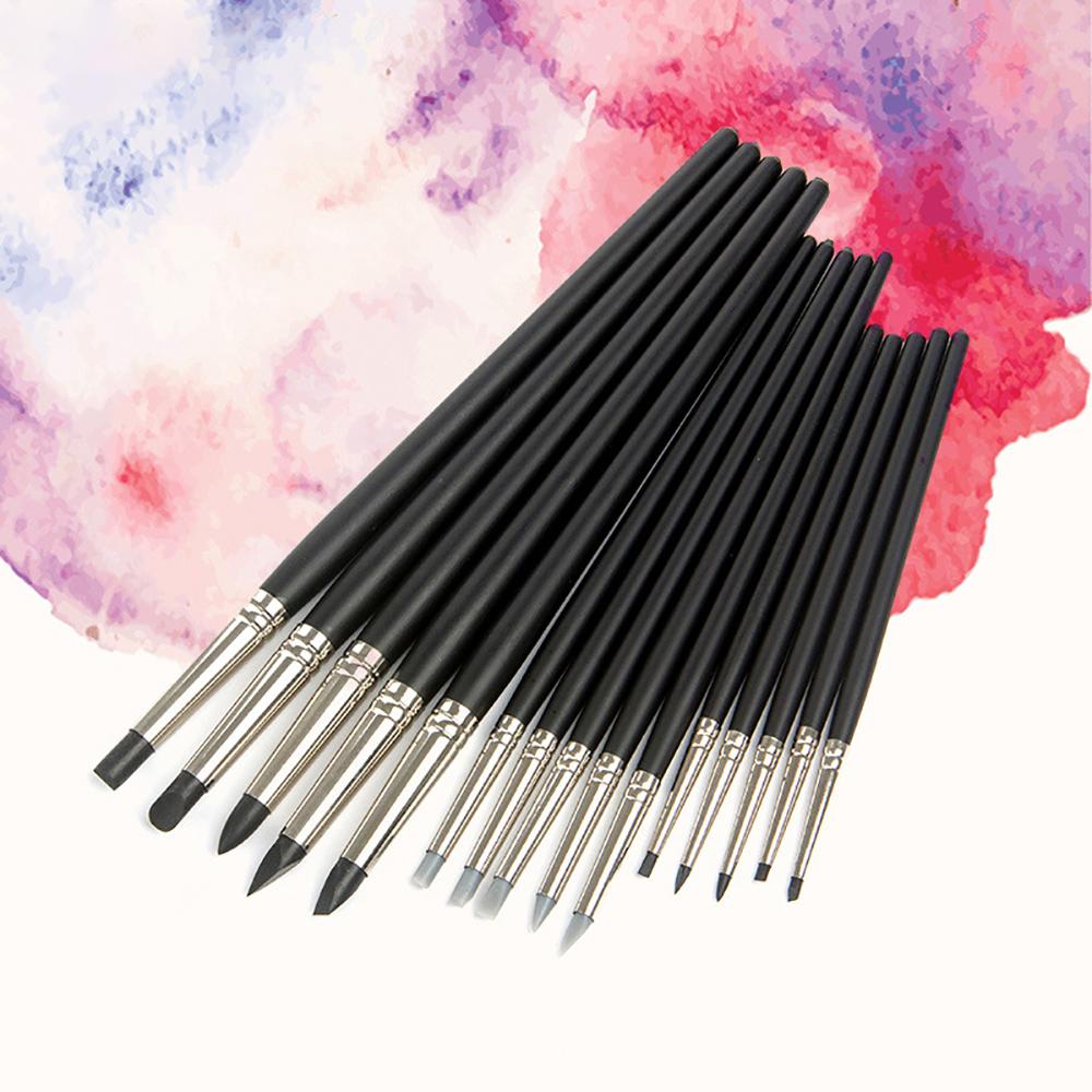 Borrence 5Pcs Rubber Silicone Tip Paint Brushes for Watercolor Oil Painting Shaping Carving Tool Sculpture Polymer Clay Tools