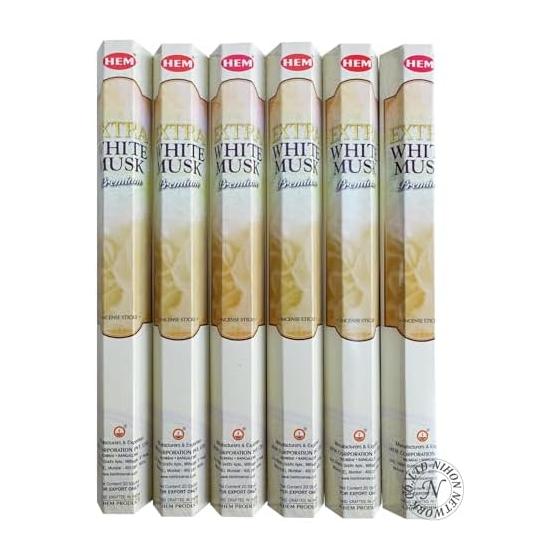Japan Network HEM Hexagon Incense Extra White Musk Stick Type Set of 6