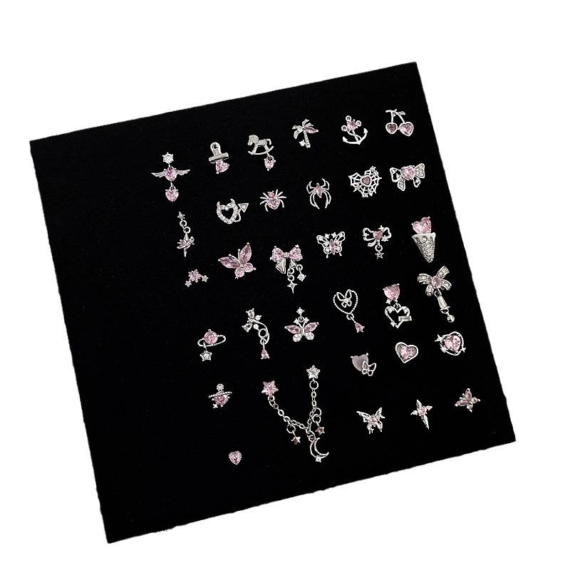 Pink Zircon Bowknot Heart Screw Stud Earrings - Versatile and Sweet Women's Ear Jewelry