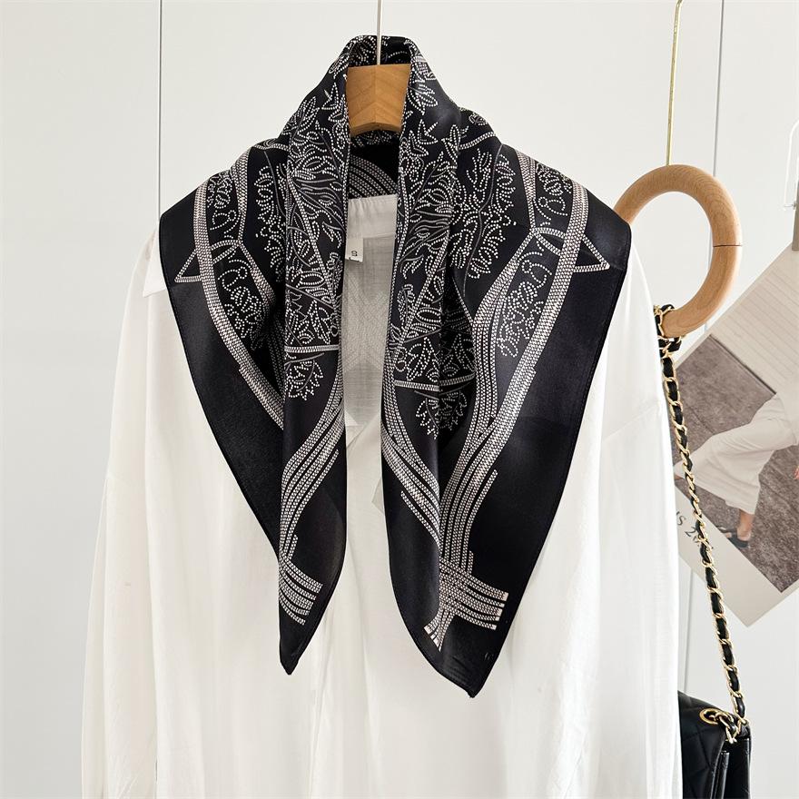 New Tree of Life 12 Mmi Silk Scarf Women's Spring/Summer Fashion Versatile Mulberry 65cm Square Scarf Shawl Foulard Femme