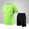 Mens Short Sleeve Sports Tee Gym Fitness Jogging Track Football Shirts Fashion Round Quick Dry Keep Cool Sets