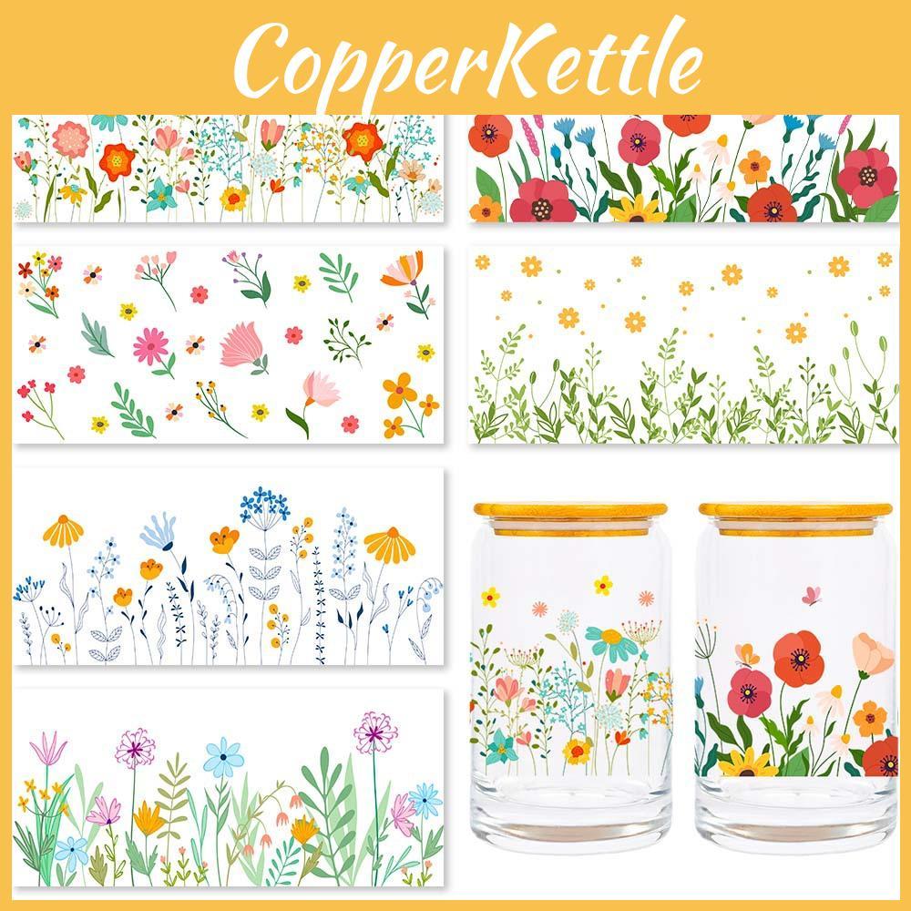 Plant Pattern Glass Cup Water Crystal Transfer Decals For Home Office Decor