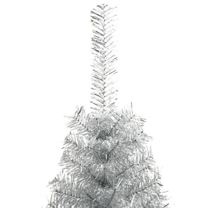VidaXL Demi sapin de Noël artificiel avec support argenté 210 cm PET 344698