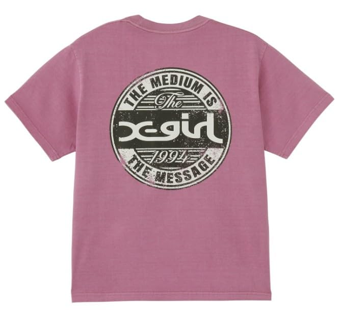 

Пігментний потертий круглий логотип, коротка футболка X-girl, рожева, середня, 105252011017 рожевий