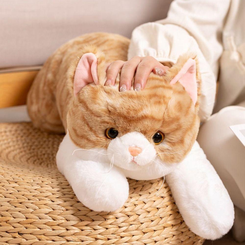 Realistic Design Imitation Lying Cat Plush Toys Realistic Cat Plush Toy Pet Kitten Pillow