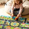 Portable Car Play Mat for Travel 51" X 39" Kids Rug Playroom Classroom, Educational Town City Road Washable Games Traffic Mat, Non Slip Carpet