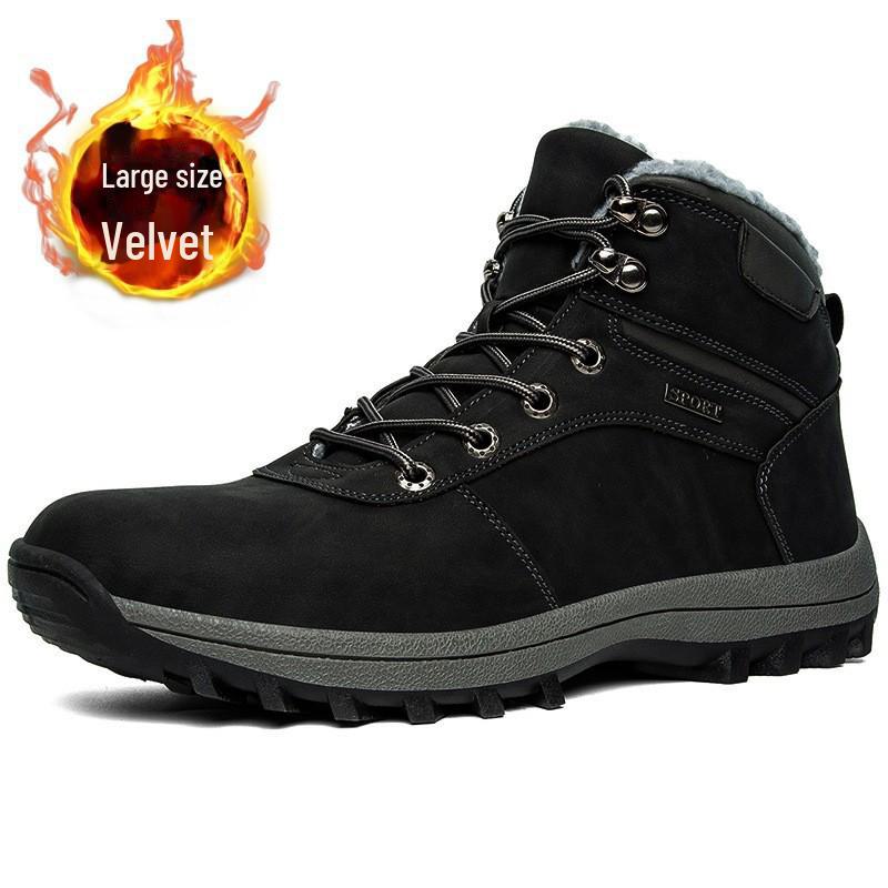Men's 2025 Winter Velvet-Lined Snow Boots with Thick Soles - Warm Cotton Shoes for Teens In Cold Climates