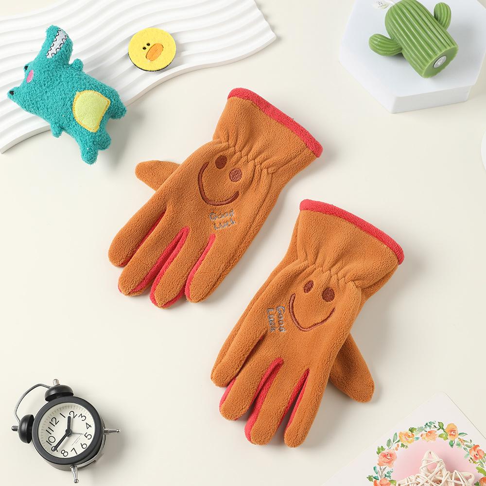Add Fleece In Autumn and Winter Olympic Fleece Primary School Students Cycling Skin Friendly Outdoor Warm and Cold Proof Cute Gloves