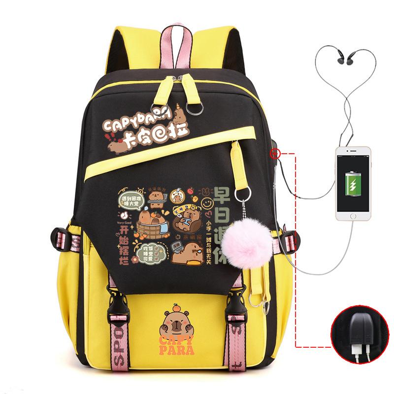 Kapibara fun peripheral printing new schoolbag cute cartoon primary and secondary school students spine backpack