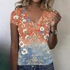 Women’s Casual V Neck Short Sleeve Floral Print T Shirt Top Lightweight Loose Fit Comfortable Style for Everyday Wear