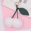 Cherry Plush Fur Ball Keychain for Women - Bag, Backpack, and Car Ornament